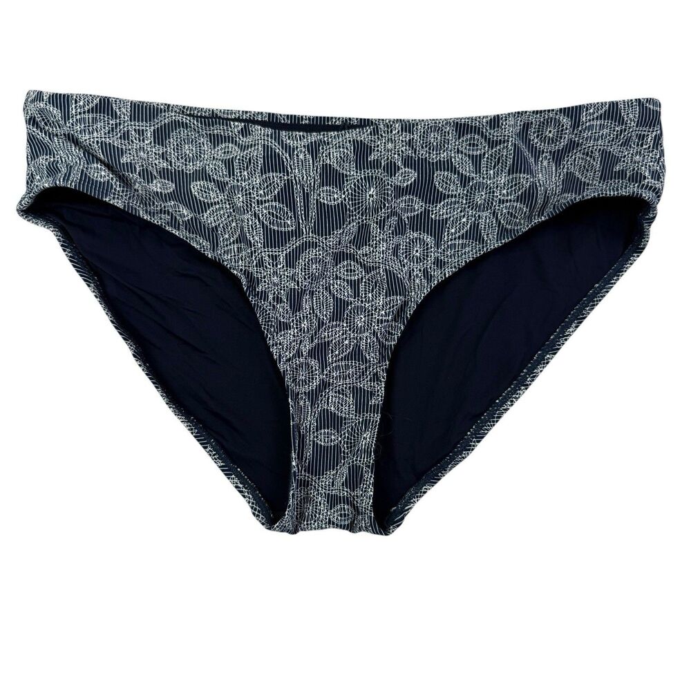NEW NIPTUCK Floral Bikini Bottom Women 10 Blue White Swimsuit Swim Beach Outdoor